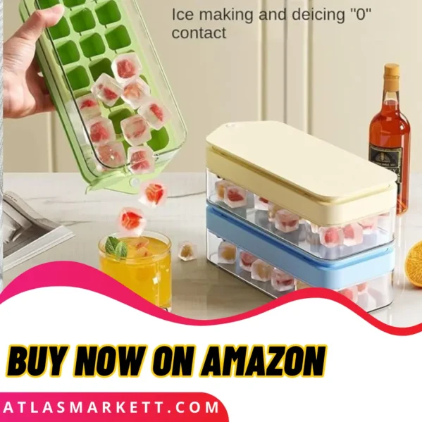 Ice Cube Tray with Lid & Bin | Easy Release BPA Free 21 Cubes – Durable lid prevents spills and freezer odors