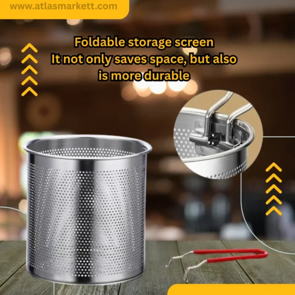 Mini Stainless Steel Deep Fryer Pot 1200ml with Basket compact portable design on kitchen counter