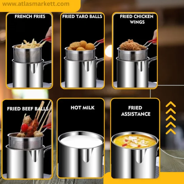 Mini Stainless Steel Deep Fryer Pot 1200ml with Basket ideal small fryer for home use setup