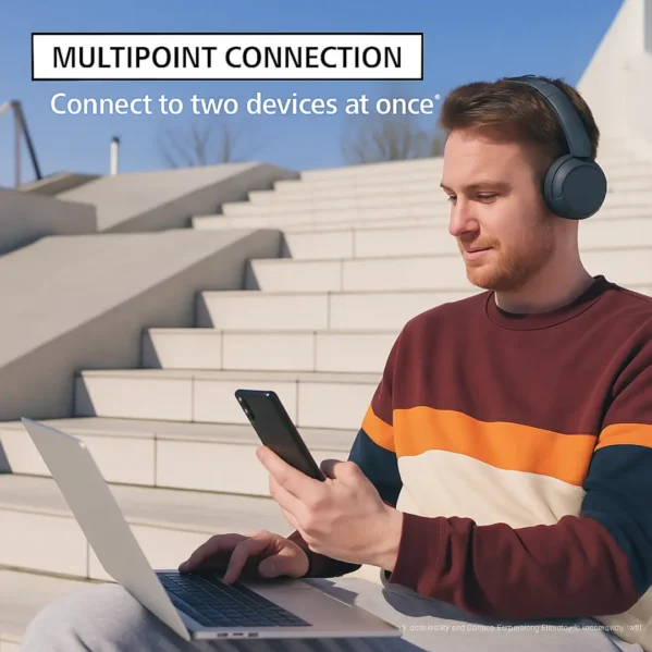 Sony WH-CH520 Wireless On-Ear Headphones connect to two devices at once