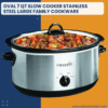 Oval 7 Qt Slow Cooker Stainless Steel Large Family Cookware front view