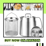 304 Stainless Steel Oil Filter Pot – 2L Bacon & Cooking Oil with frying basket