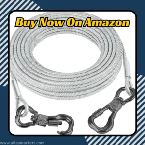 15ft Dog Tie Out Cable Heavy Duty Reflective Lead for Yard on grass