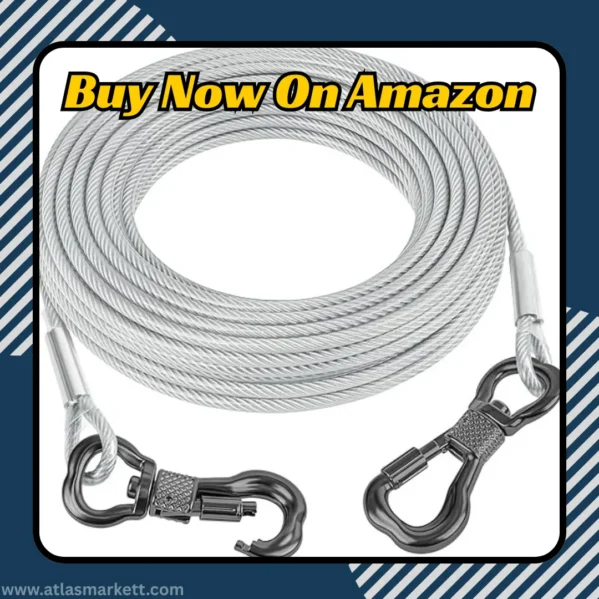 15ft Dog Tie Out Cable Heavy Duty Reflective Lead for Yard on grass