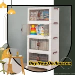 Foldable 4-Tier Plastic Cupboard with Wheels for Home Office Kids – durable storage cabinet design