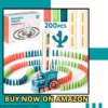 Domino Train Toy for Kids 3-7 Years 60 Blocks Educational Set automatic domino train with colorful blocks