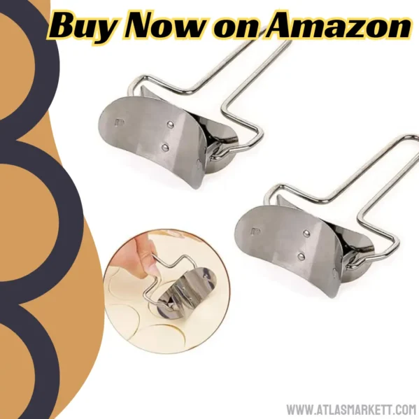 360° Rotating Stainless Steel Puri Cutter Roller Kitchen Baking Tool on countertop