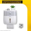 Waterproof Toilet Roll Holder with Cover & Storage Box mounted on bathroom wall