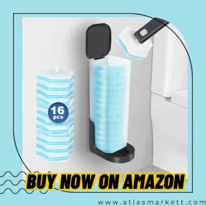 Wall-Mounted Disposable Toilet Brush with 16 Refills installed in modern bathroom