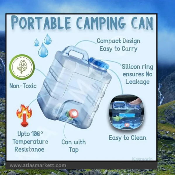 15L Portable Camping Water Tank with Tap for Travel & Hiking Portable and easy to carry