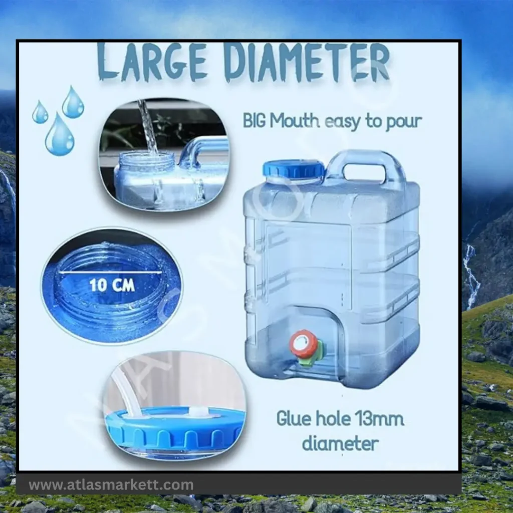 15L Portable Camping Water Tank with Tap for Travel & Hiking Wide mouth for easy filling