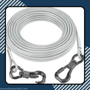 15ft Dog Tie Out Cable Heavy Duty Reflective Lead for Yard on grass