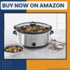 Oval 7 Qt Slow Cooker Stainless Steel Large Family Cookware with lid and stoneware insert