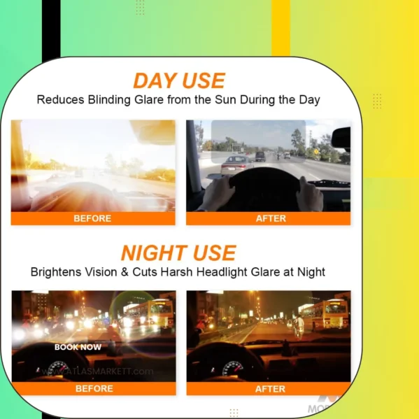 2-in-1 Car Sun Visor Extension Anti-Glare UV Protection Day & Night Driving for safer road trips