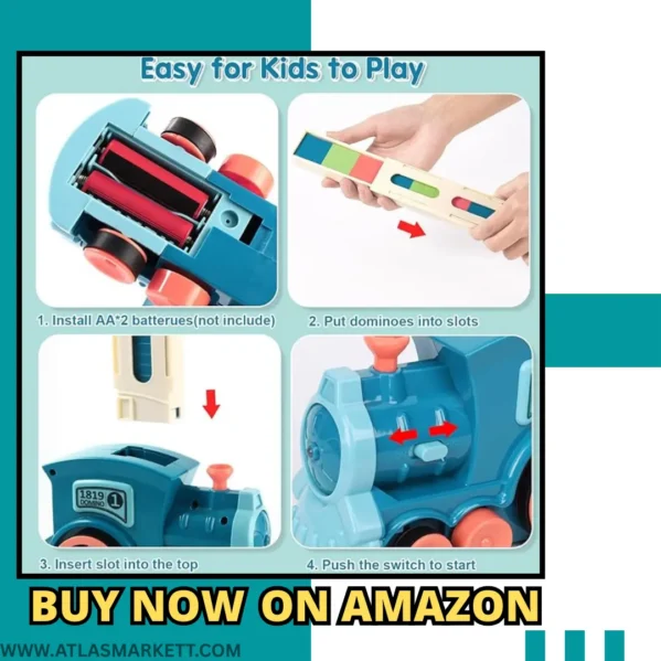 Domino Train Toy for Kids 3-7 Years 60 Blocks Educational Set safe non-toxic plastic domino blocks for children