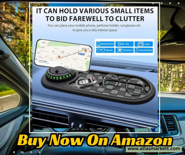 Multifunction Car Anti-Slip Dashboard Mat Rotatable Large for Phones & Sunglasses keeping items secure