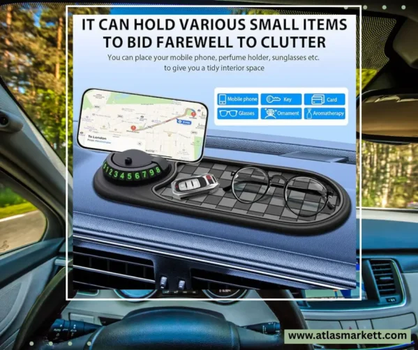 Multifunction Car Anti-Slip Dashboard Mat Rotatable Large for Phones & Sunglasses keeping items secure