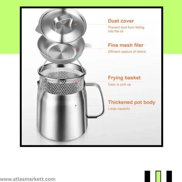 304 Stainless Steel Oil Filter Pot – 2L Bacon & Cooking Oil pouring oil smoothly