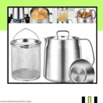 304 Stainless Steel Oil Filter Pot – 2L Bacon & Cooking Oil with frying basket