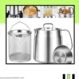 304 Stainless Steel Oil Filter Pot – 2L Bacon & Cooking Oil with frying basket