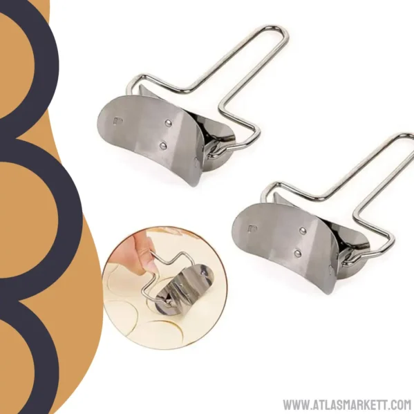 360° Rotating Stainless Steel Puri Cutter Roller Kitchen Baking Tool on countertop