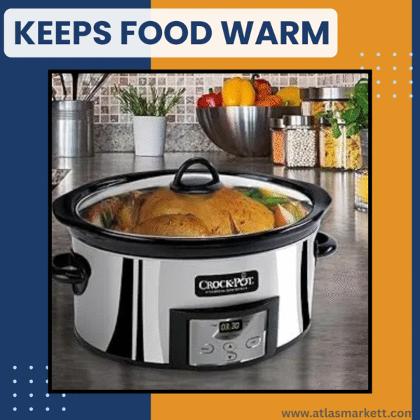 7 Qt Stainless Steel Slow Cooker Keeps Food Warm for Hours – Family Meal Prep
