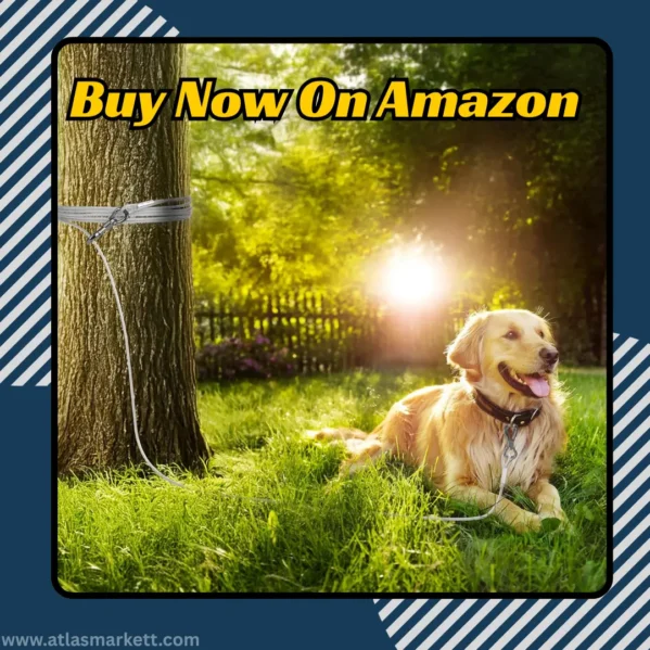 15ft Dog Tie Out Cable Heavy Duty Reflective Lead for Yard safe outdoor dog leash setup