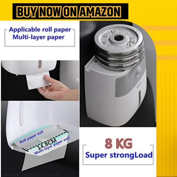 Waterproof Toilet Roll Holder with Cover & Storage Box used as multifold paper dispenser