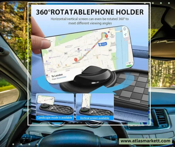 Multifunction Car Anti-Slip Dashboard Mat Rotatable Large for Phones & Sunglasses organized dashboard setup