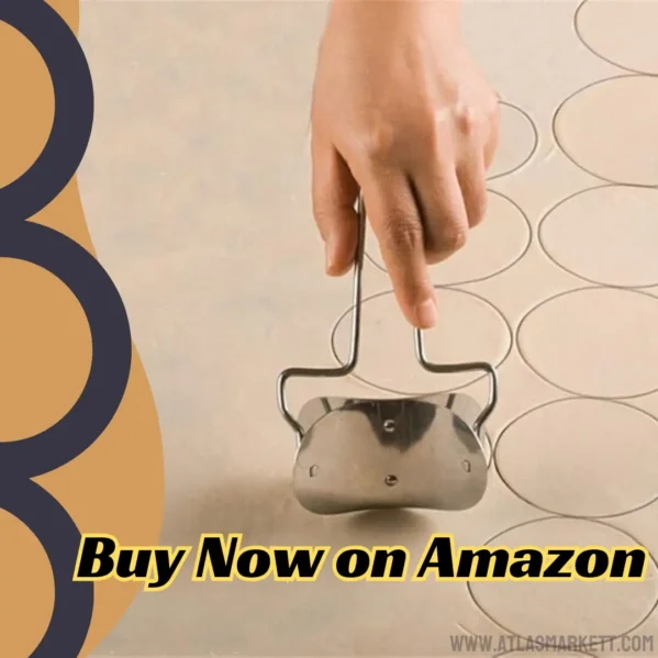 360° Rotating Stainless Steel Puri Cutter Roller Kitchen Baking Tool with pastries and biscuits