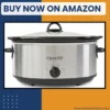 Oval 7 Qt Slow Cooker Stainless Steel Large Family Cookware easy clean removable stoneware
