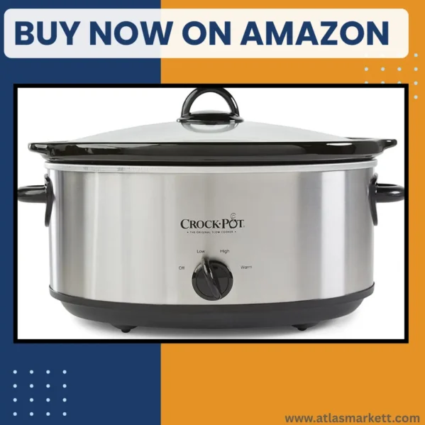 Oval 7 Qt Slow Cooker Stainless Steel Large Family Cookware easy clean removable stoneware