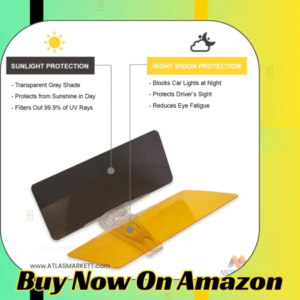 2-in-1 Car Sun Visor Extension Anti-Glare UV Protection Day & Night Driving reducing night headlight glare