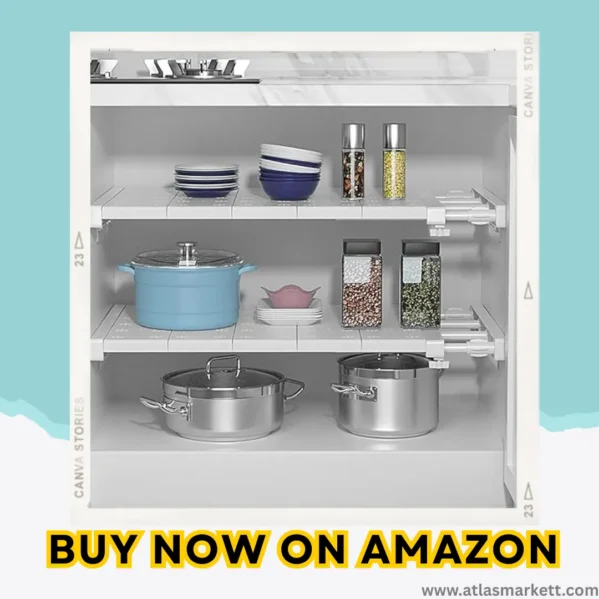 Expandable Wardrobe Shelf Organizer Closet & Cabinet Storage strong metal frame with expandable length