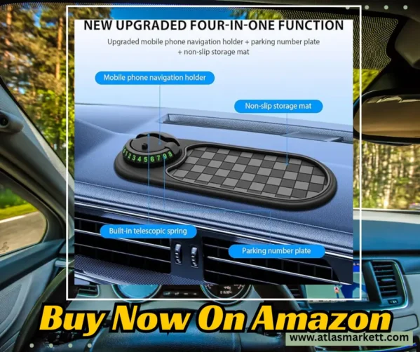 Multifunction Car Anti-Slip Dashboard Mat Rotatable Large for Phones & Sunglasses with temporary parking number