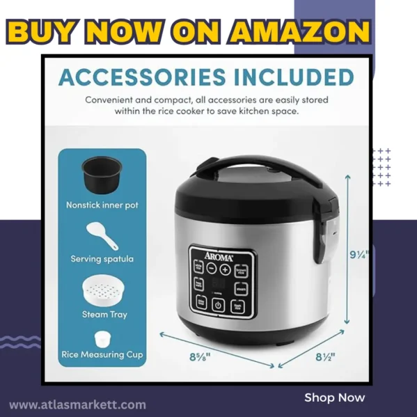 Digital 2 Qt Rice Cooker & Multicooker Stainless Steel compact design