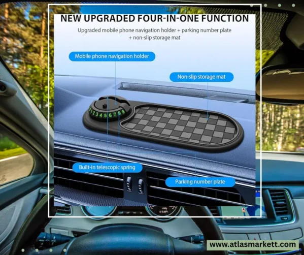Multifunction Car Anti-Slip Dashboard Mat Rotatable Large for Phones & Sunglasses with temporary parking number