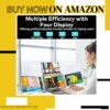 Foldable 16-inch portable triple monitor connected to laptop