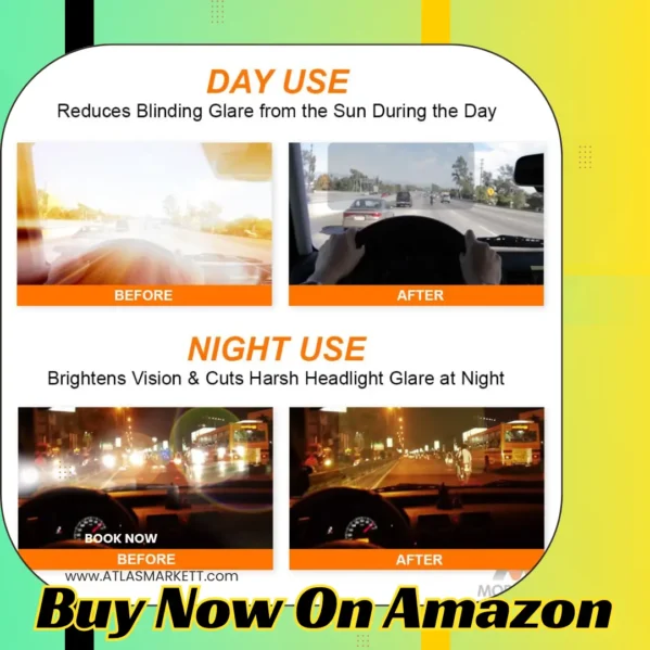 2-in-1 Car Sun Visor Extension Anti-Glare UV Protection Day & Night Driving for safer road trips