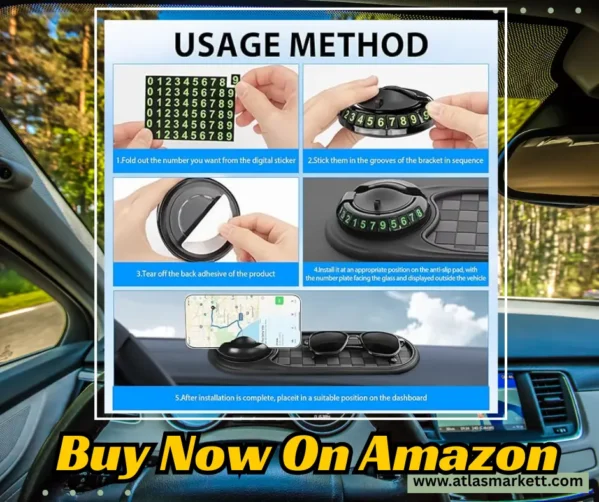 Multifunction Car Anti-Slip Dashboard Mat Rotatable Large for Phones & Sunglasses for keys, phone