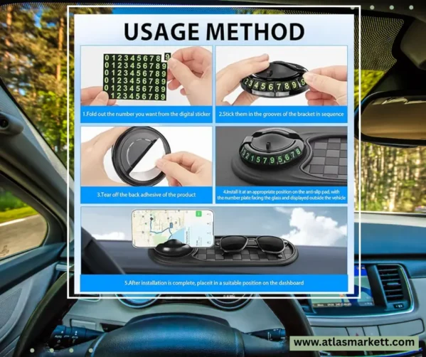Multifunction Car Anti-Slip Dashboard Mat Rotatable Large for Phones & Sunglasses for keys, phone