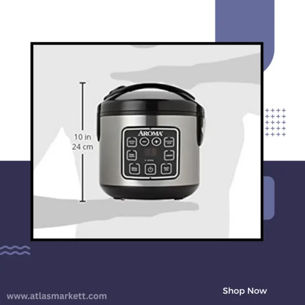 Digital 2 Qt Rice Cooker & Multicooker Stainless Steel small family size