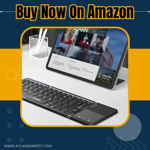 Foldable Bluetooth Keyboard with Touchpad iOS/Android/Windows – Quiet keys full-size foldable keyboard