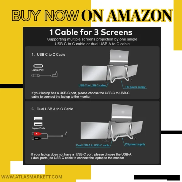 Side view of Triple Laptop Screen Extender 16" FHD showing slim design