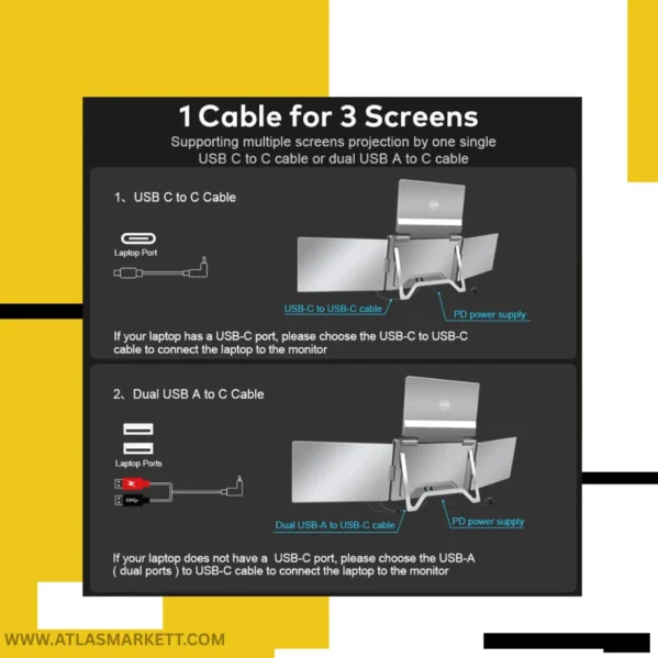 Side view of Triple Laptop Screen Extender 16" FHD showing slim design