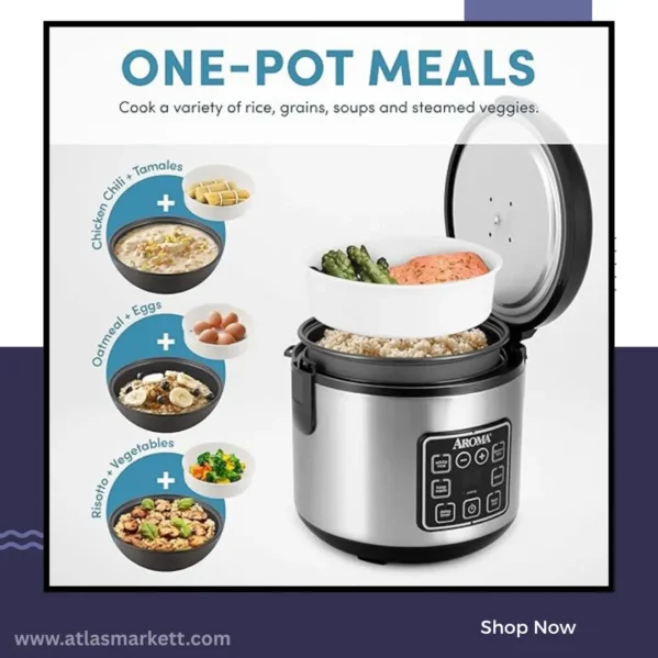 Digital 2 Qt Rice Cooker & Multicooker Stainless Steel steaming vegetables