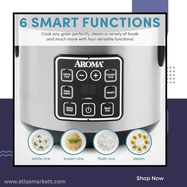 Digital 2 Qt Rice Cooker & Multicooker Stainless Steel with preset controls