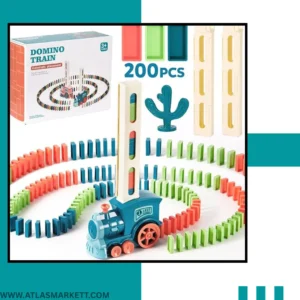 Domino Train Toy for Kids 3-7 Years 60 Blocks Educational Set automatic domino train with colorful blocks