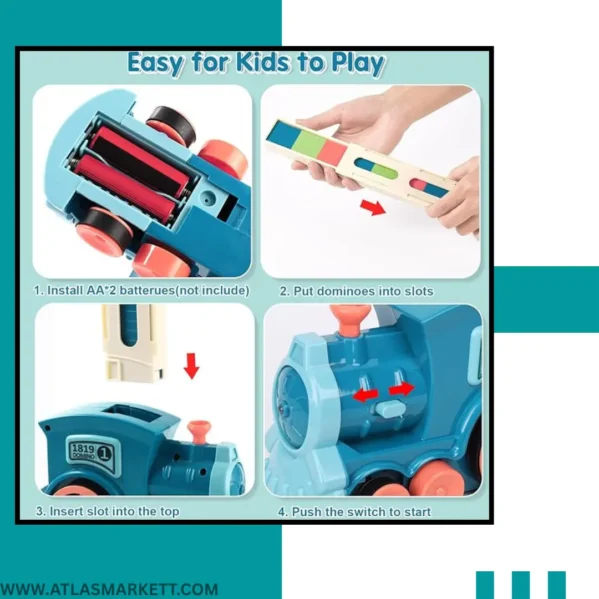 Domino Train Toy for Kids 3-7 Years 60 Blocks Educational Set safe non-toxic plastic domino blocks for children