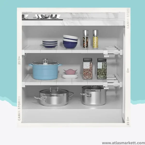 Expandable Wardrobe Shelf Organizer Closet & Cabinet Storage strong metal frame with expandable length
